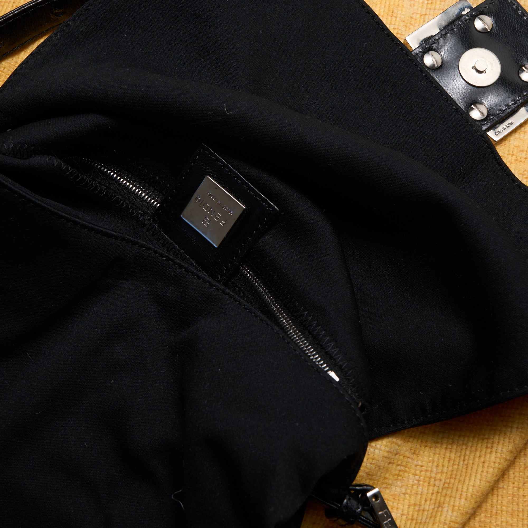 fendi 2000s black baguette bag
