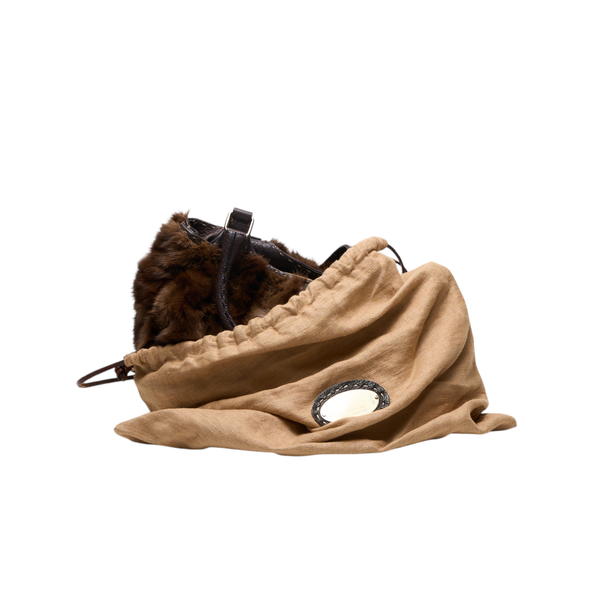 fendi 2000s brown fur bag