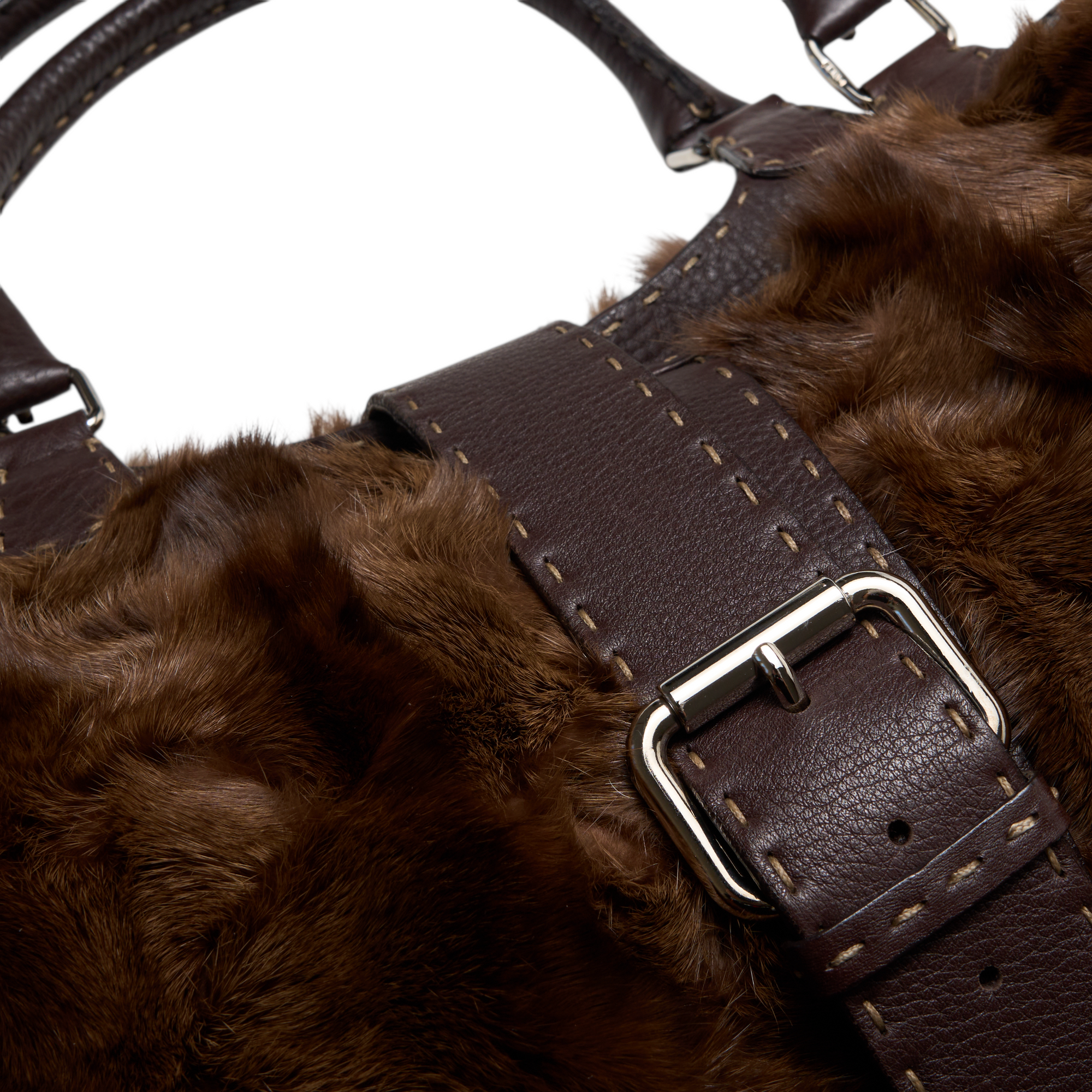 fendi 2000s brown fur bag