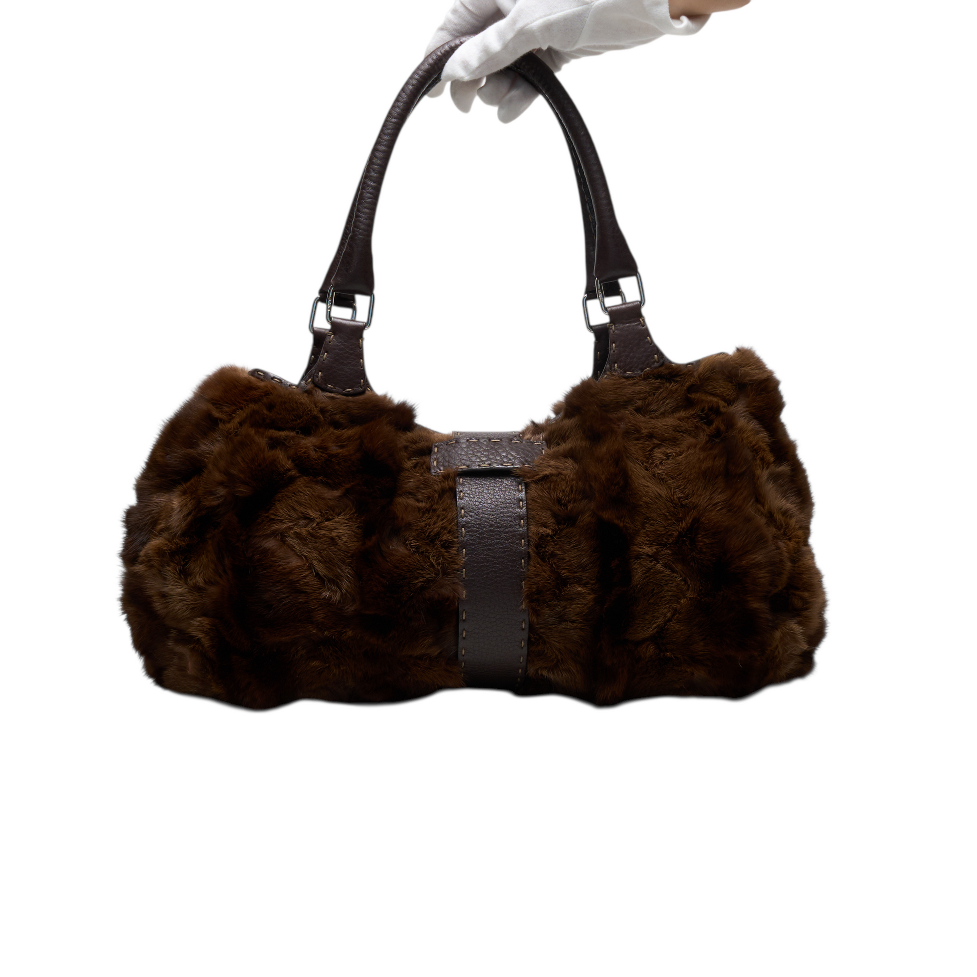 fendi 2000s brown fur bag