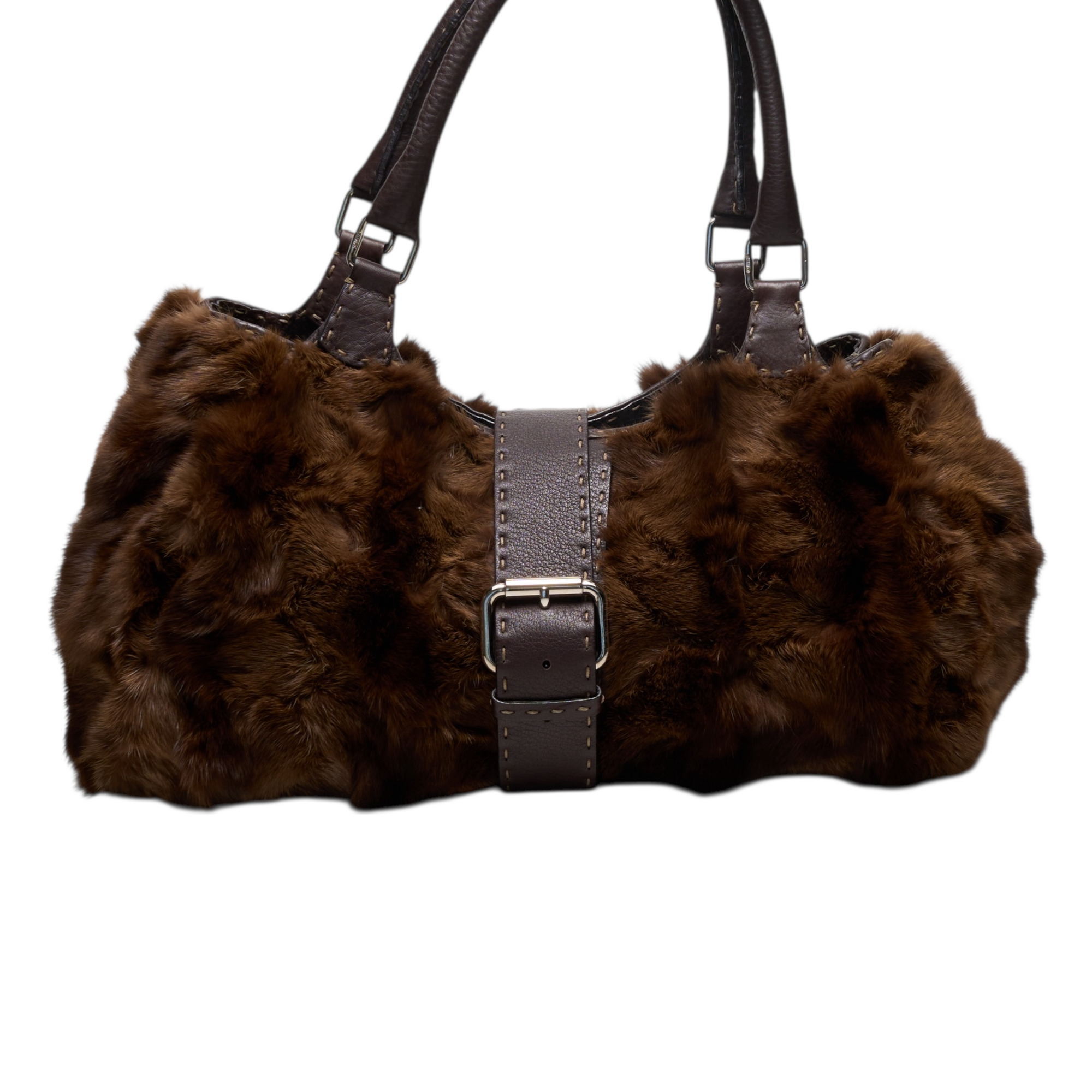 fendi 2000s brown fur bag