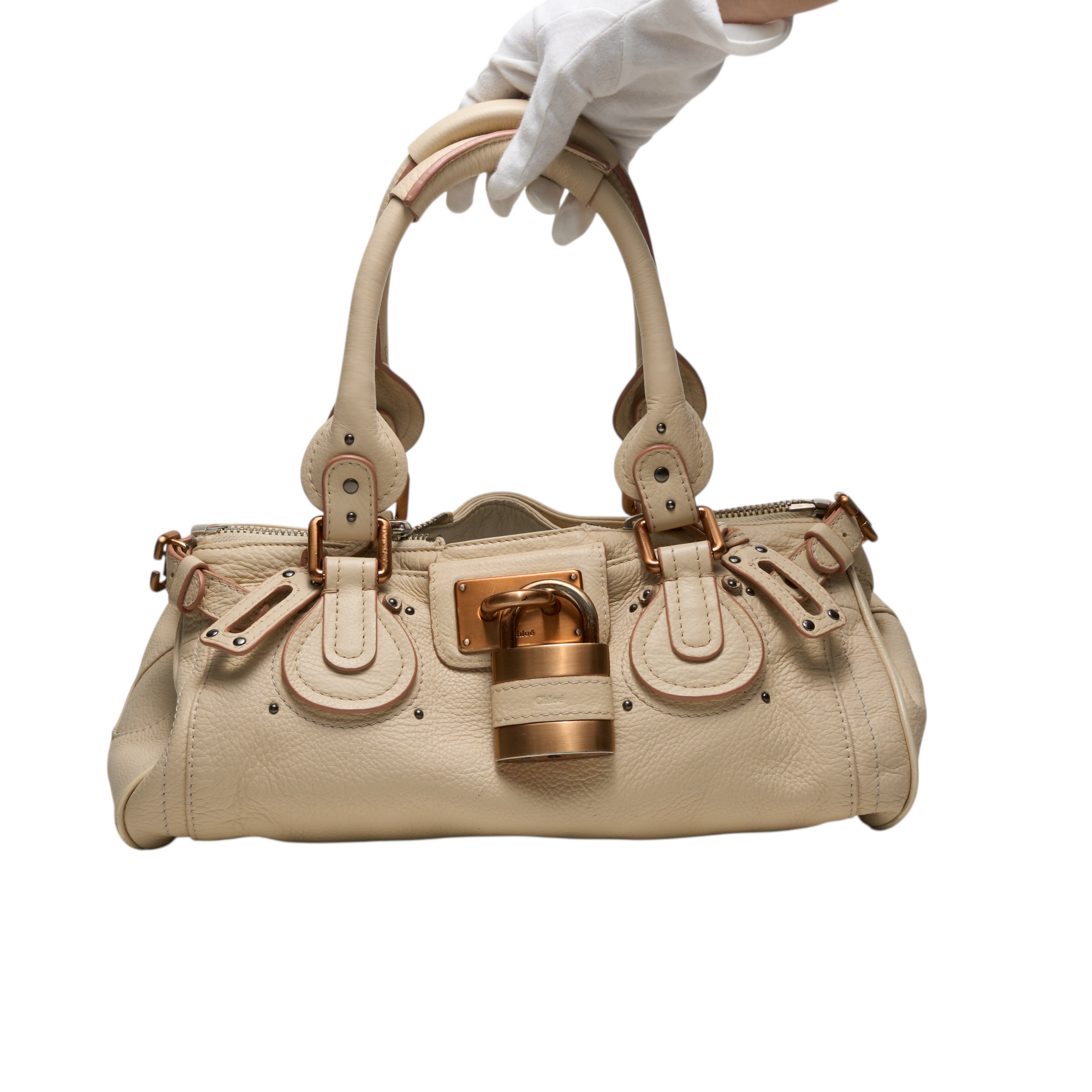 chloé 2000s cream paddington bag