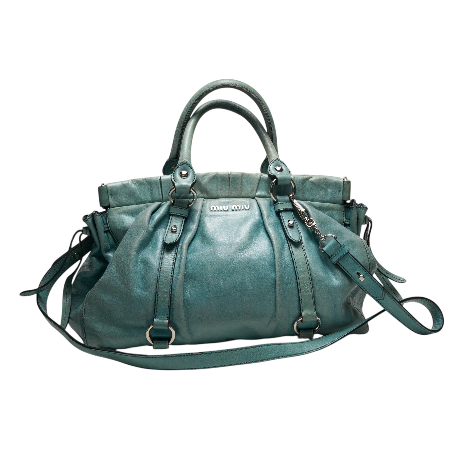 miu miu 2000s turquoise vitello bag