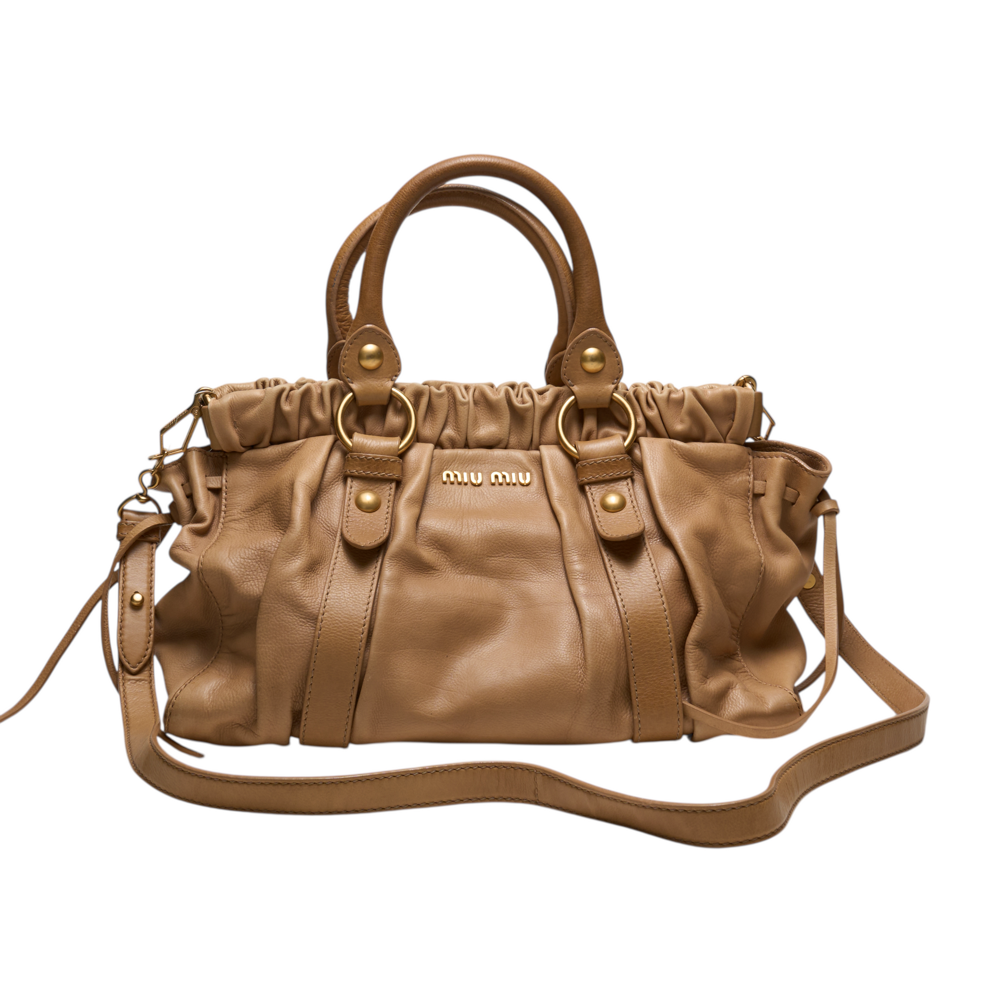 miu miu 2000s light brown vitello bag