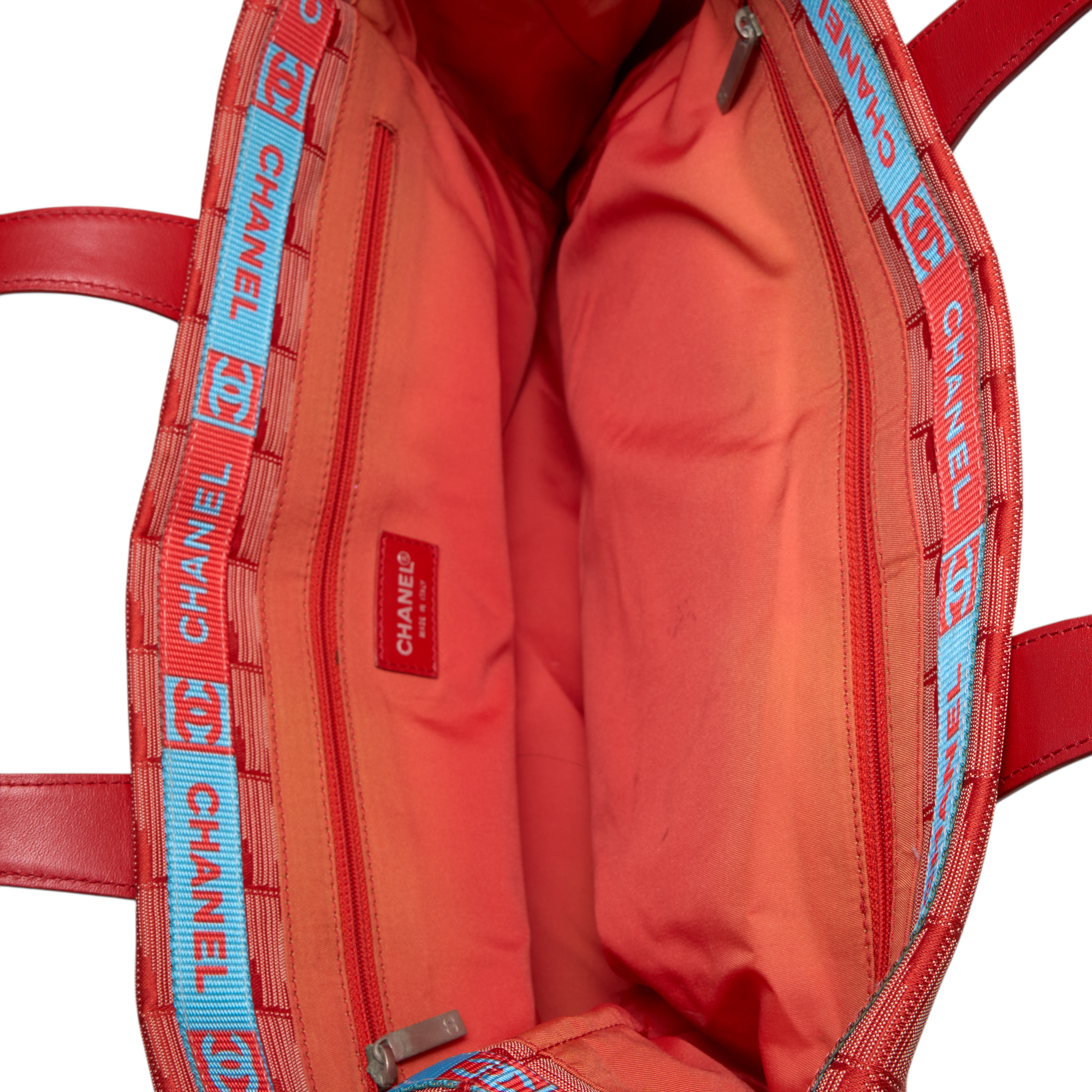 chanel red 2003 travel ligne tote bag