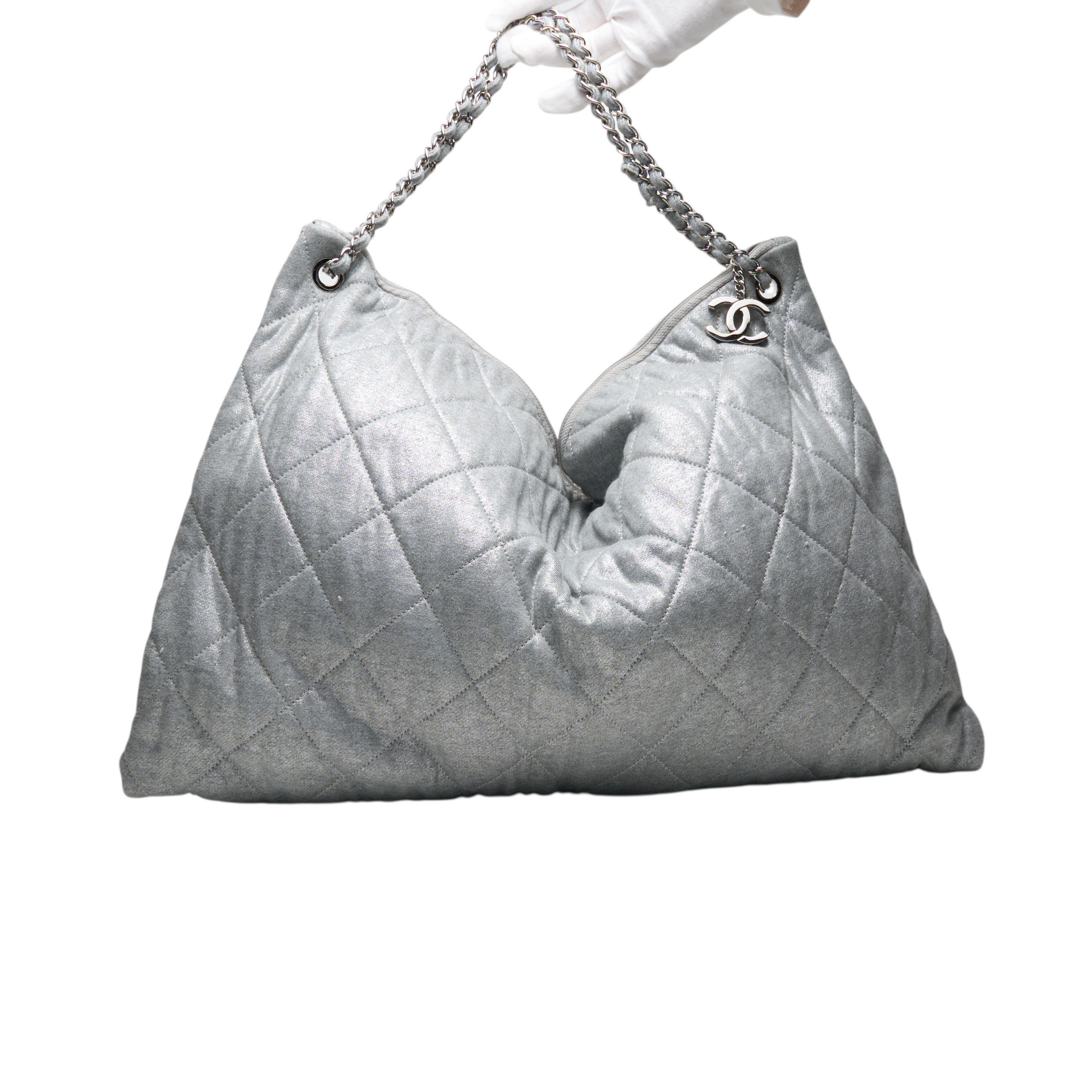 chanel 2000s grey LA bag