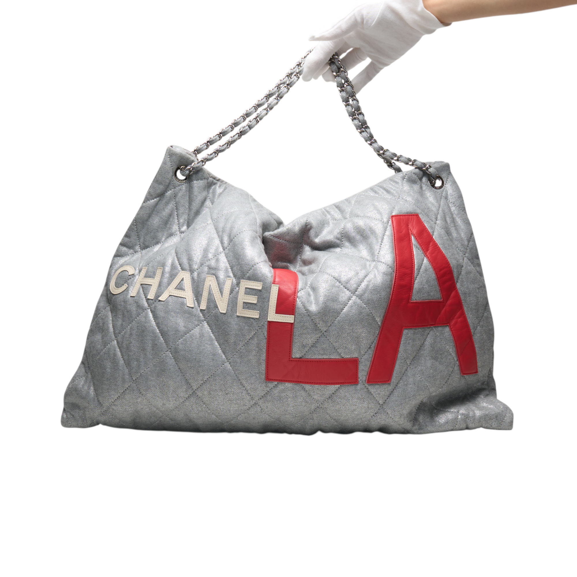 chanel 2000s grey LA bag