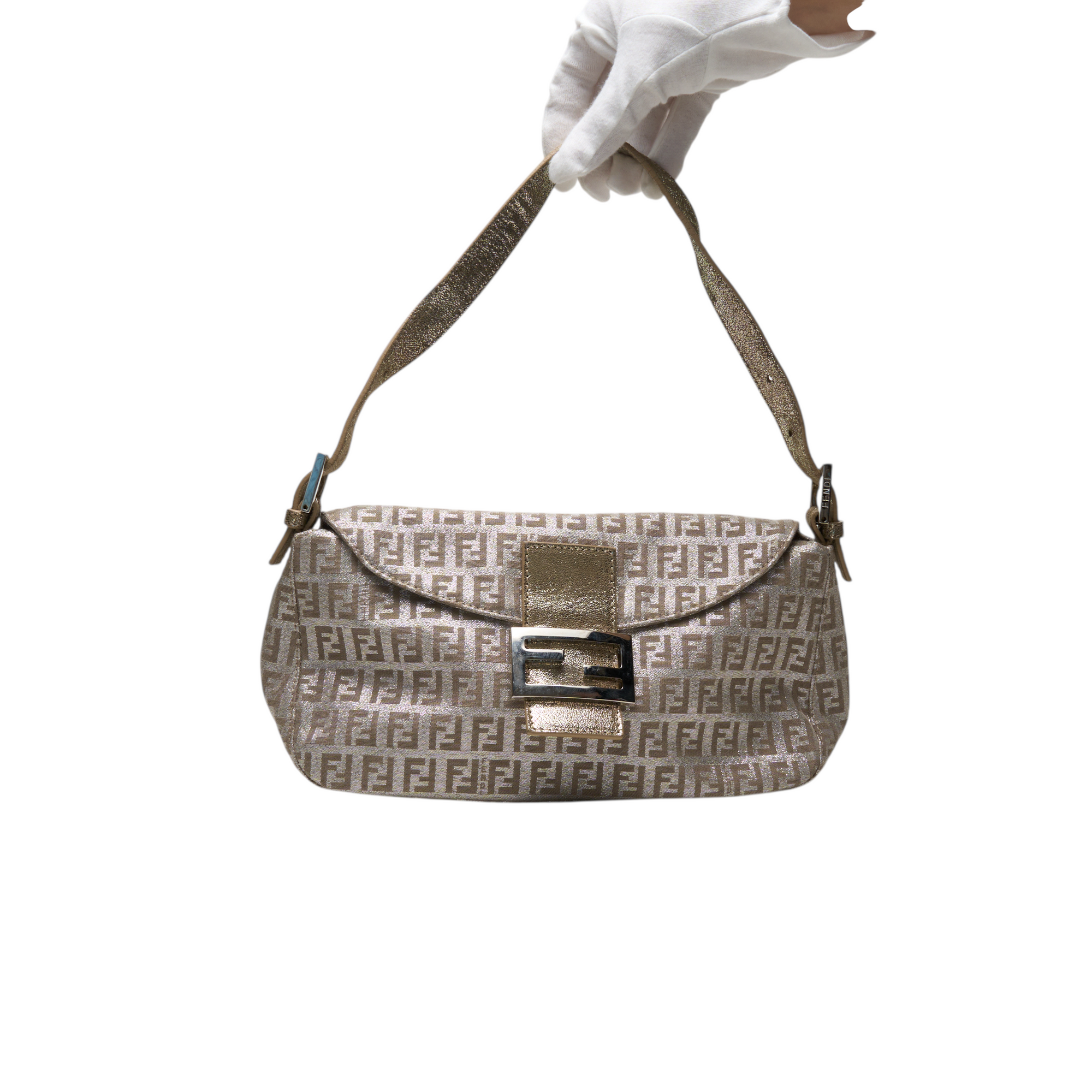 fendi 2000s gold baguette bag